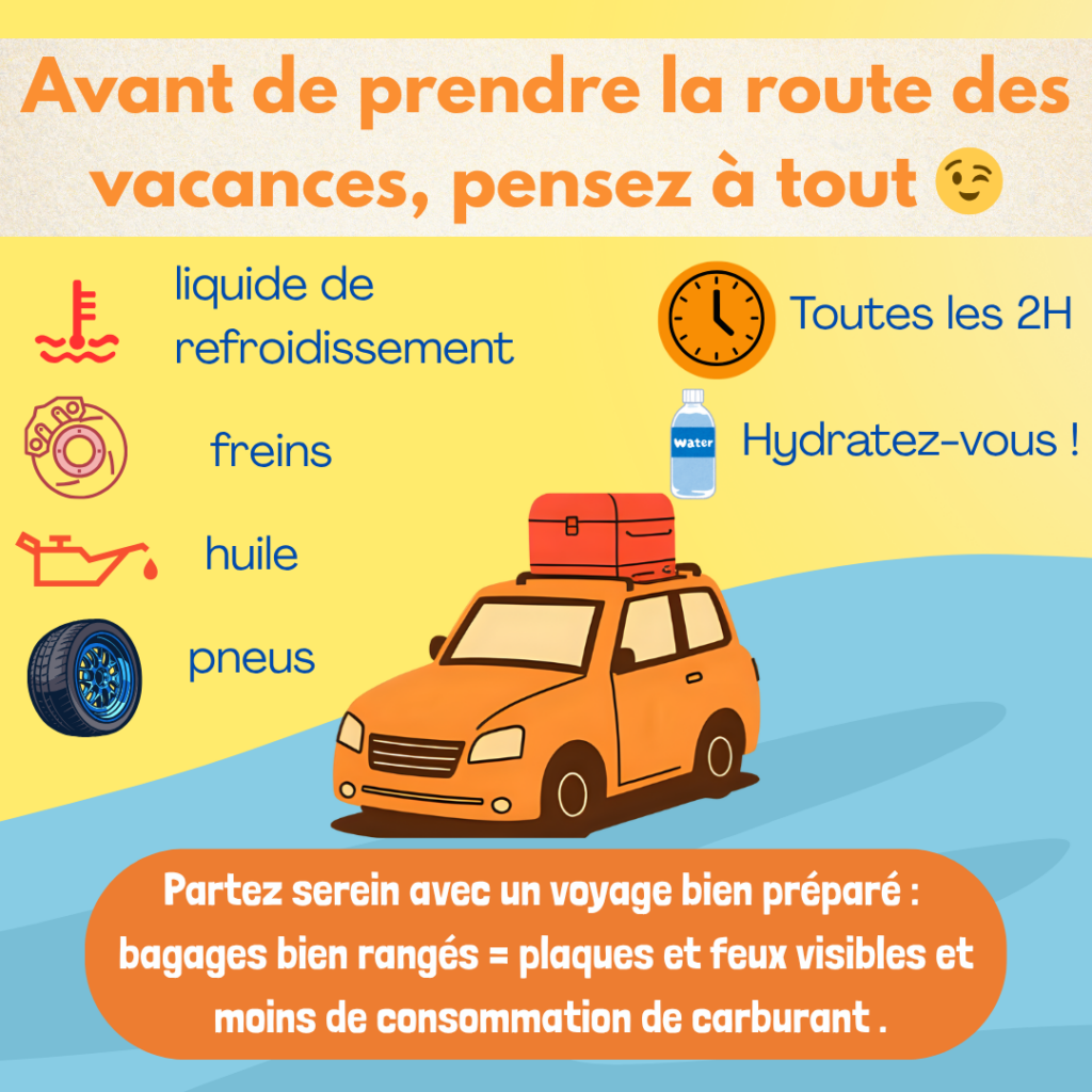 Avant de prendre la route des vacances pensez à tout 😉