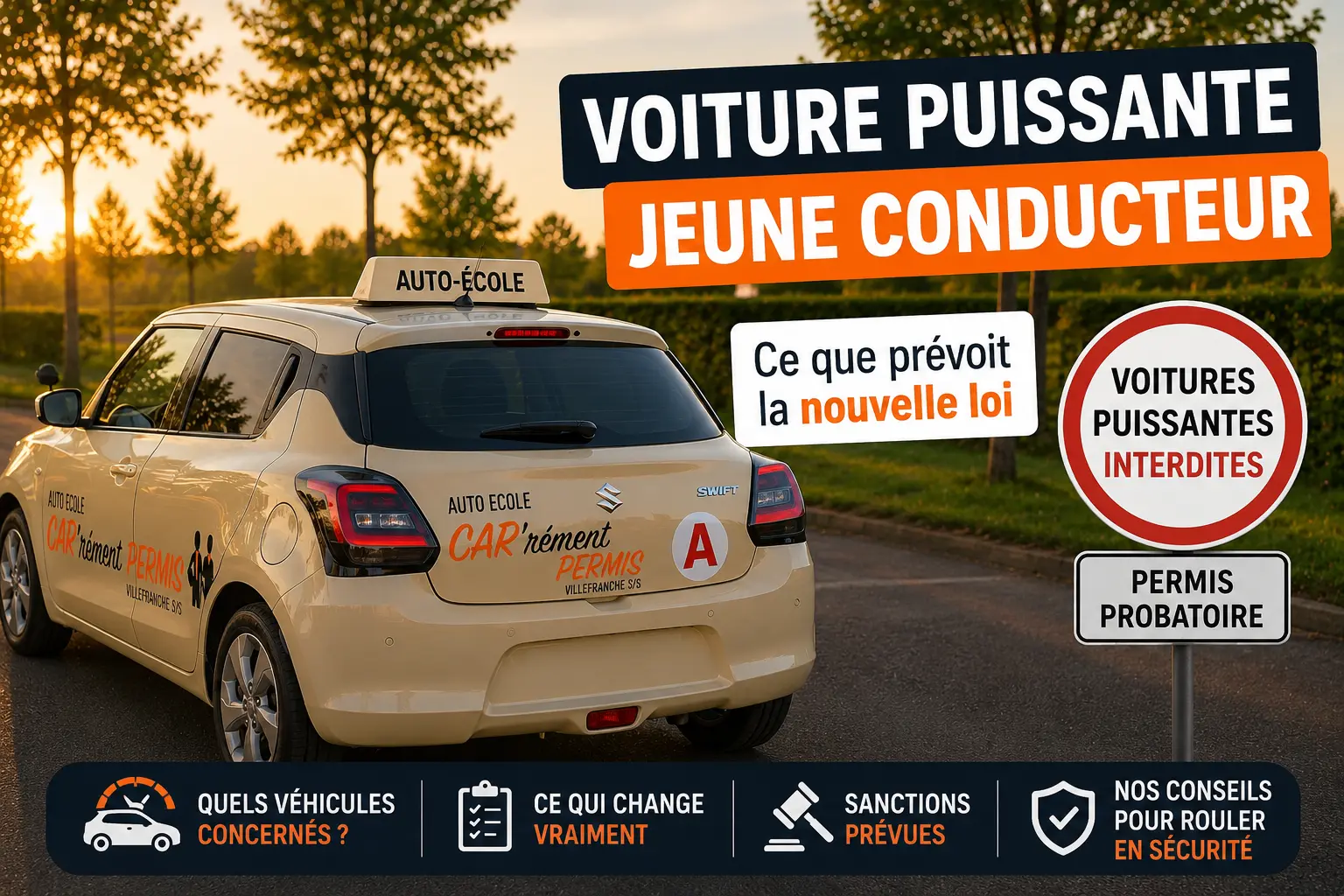 voiture puissante jeune conducteur nouvelle loi